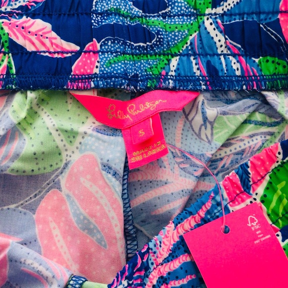 NWT Lilly Pulitzer Katia Mid Rise Shorts Beleaf In Yourself NWT In Package Blue - Picture 7 of 9